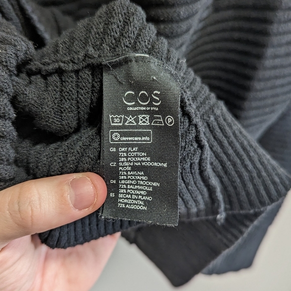 EUC COS Black Knit Elbow-Length Sleeve Dress - Sz L - Picture 5 of 5